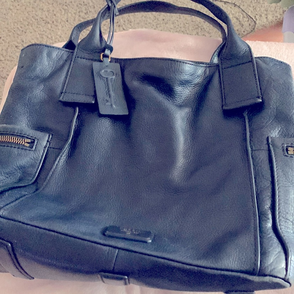 Fossil Tote.Leather, Navy Blue.  Great used condition BUT missing the strap